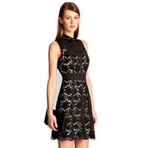 Karen Millen Black & Mint Crochet Floral Dress
